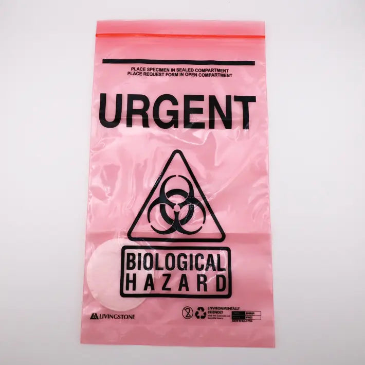 Biohazard Confirmation Bags - Pack of 10 (OD - G28D) - Onsite Diagnostics - Australian Drug Tests and Training - Drug Test Accessories - Onsite Diagnostics