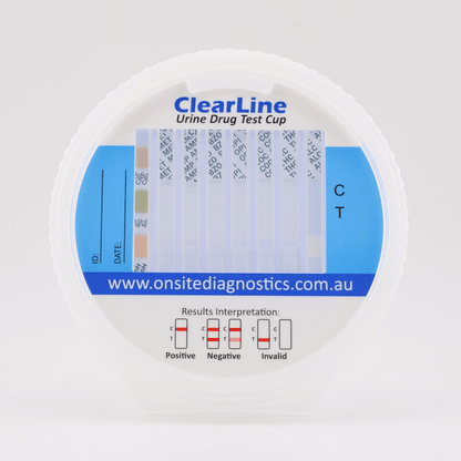 Onsite ClearLine 6 Advanced + Alcohol Urine Drug Test Tilt - Cup (OD - 203) - Onsite Diagnostics - Australian Drug Tests and Training - Urine Drug Test - Onsite Diagnostics