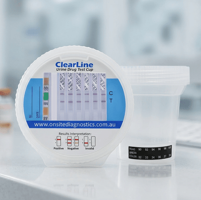 Onsite ClearLine 6 Advanced Urine Drug Test Tilt - Cup (OD - 202) - Onsite Diagnostics - Australian Drug Tests and Training - Urine Drug Test - Onsite Diagnostics