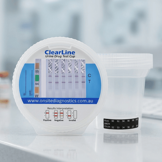 Onsite ClearLine 6 Advanced Urine Drug Test Tilt - Cup (OD - 202) - Onsite Diagnostics - Australian Drug Tests and Training - Urine Drug Test - Onsite Diagnostics