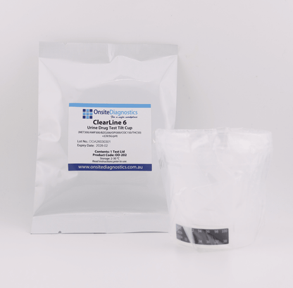 Onsite ClearLine 6 Advanced Urine Drug Test Tilt - Cup (OD - 202) - Onsite Diagnostics - Australian Drug Tests and Training - Urine Drug Test - Onsite Diagnostics