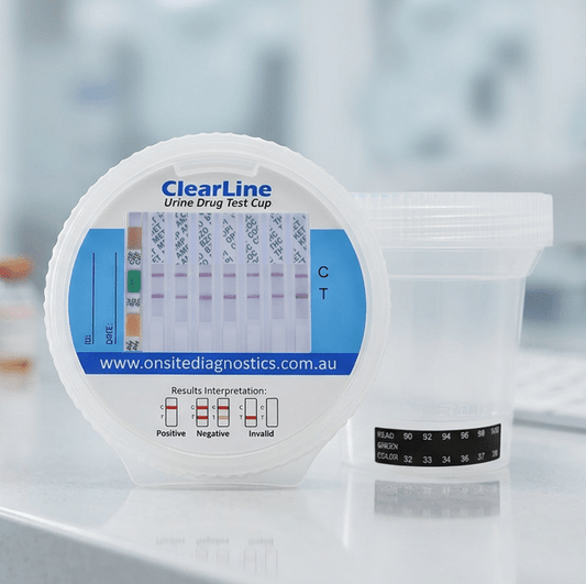 Onsite ClearLine 7 Advanced Urine Drug Test Tilt - Cup (OD - 204) - Onsite Diagnostics - Australian Drug Tests and Training - Urine Drug Test - Onsite Diagnostics