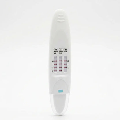 Onsite Saliva Swipe 8 Advanced + Alcohol Oral Fluid Drug Test showing drug test lines on plain background