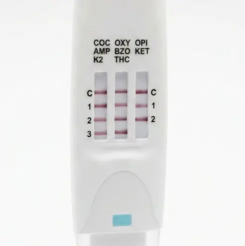 Onsite Saliva Swipe 8 Advanced + Alcohol Oral Fluid Drug Test (OD - 201) showing drug test lines close-up