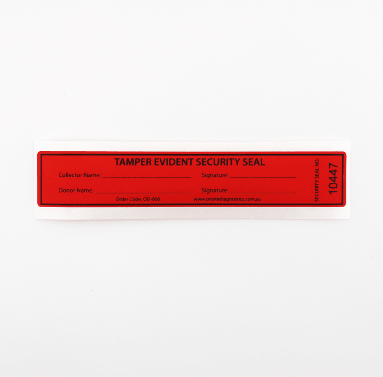 Tamper Evident Security Seals - Pack of 50 - Urine (OD - 008U) - Onsite Diagnostics - Australian Drug Tests and Training - Drug Test Accessories - Onsite Diagnostics